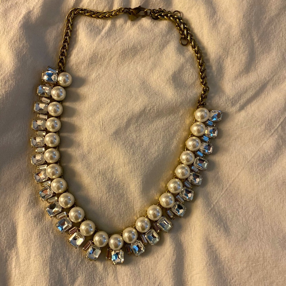 Pearl and CZ Art Deco Collar Necklace